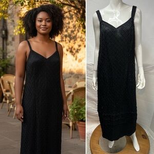 NWT Stenay Woman 22W Black Silk Beaded Sleeveless Shift Gown Long Evening Dress